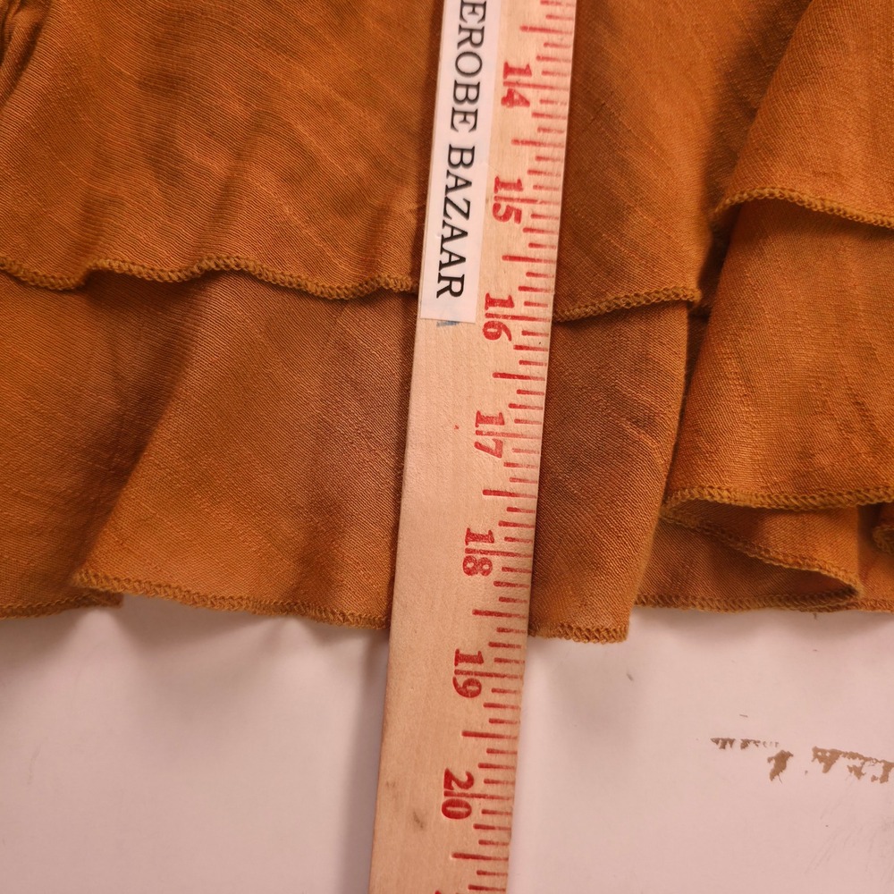 Rebellion‎ Again Mini Dress Womens 1X Brown Rust Cottagecore Tiered Prairie Plus - Picture 8 of 14